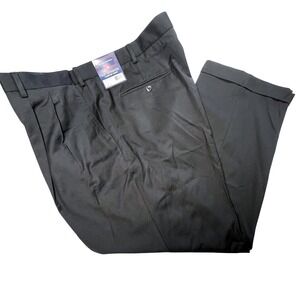 Saddlebred Black Martin Pleat Suit Separates Comfort Waist Dress Pants 48X30